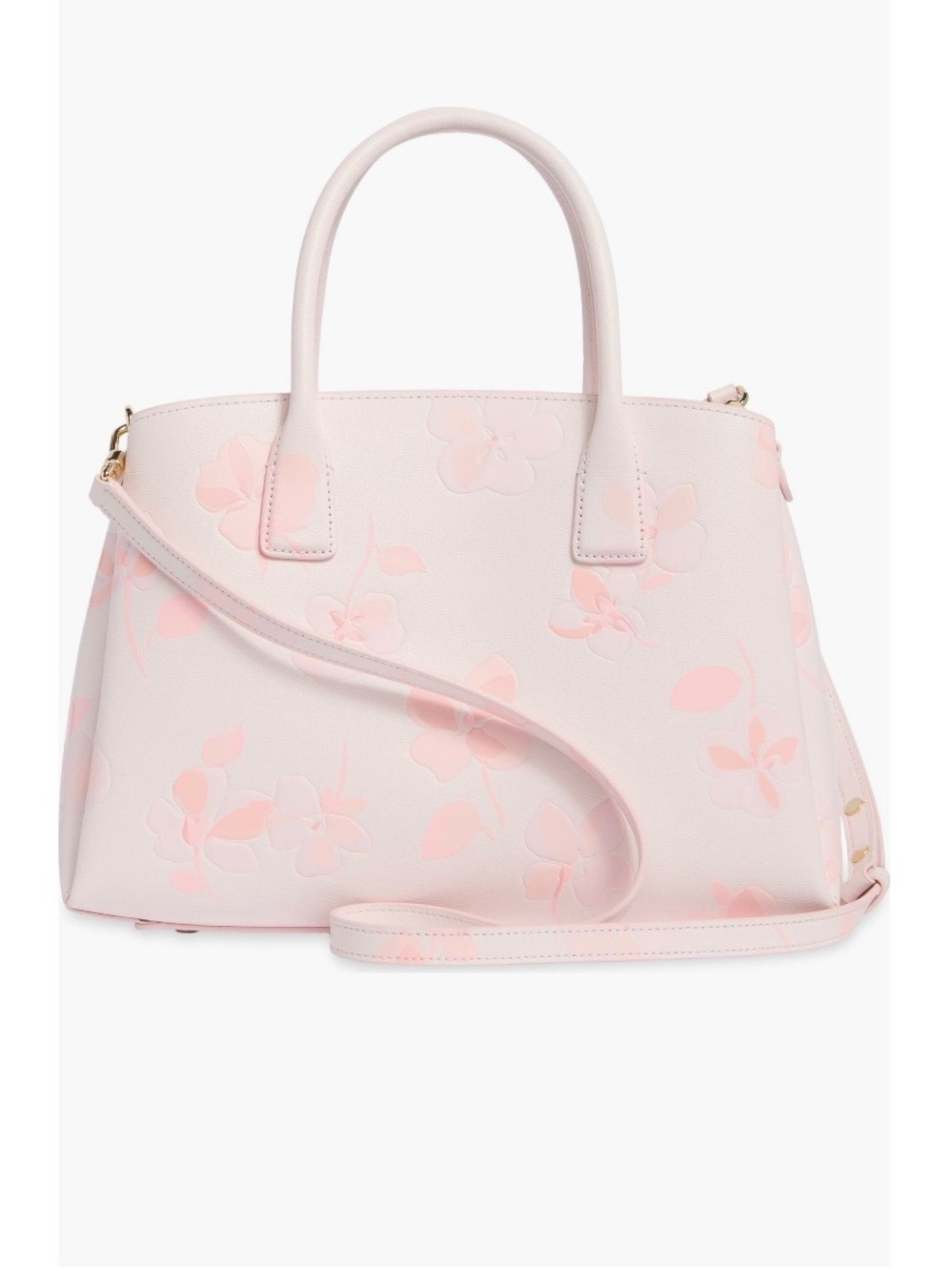 Kate Spade New York serena spring pansies embossed satchel - Picture 3 of 16